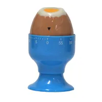 Kookwekker blauw eierdop met een gekookt ei erin